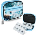 Serfeymi Weekly Travel Pill Organizer Pill Case for Purse med Aftagelig 7 Day Pill Box, Fashionable Travel Medicine Organizer Pill Container for Medicine, Vitamin, Supplement - Blue 03 + Pill Box