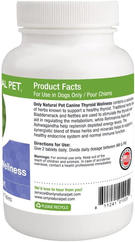 Kun naturlige Pet Canine Thyroid Wellness Supplement til hunde - 90 tyggetabletter