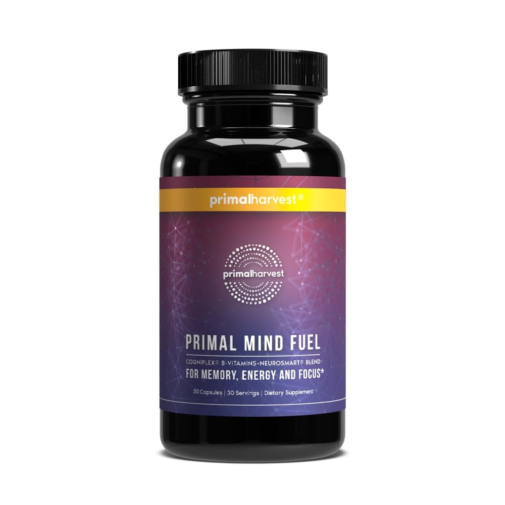 Brain Supplement af Primal Høst, Primal Mind Fuel Brain Booster for Focus, Energy, Clarity, og Brain Health 30 Capsules Nootropics Brain Support Supplement for mænd og kvinder