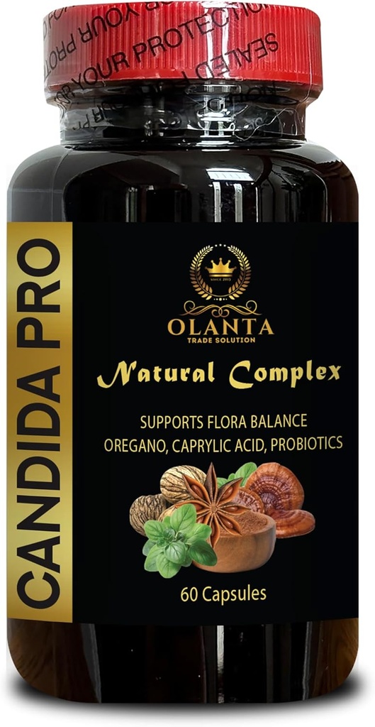 Candida PRO Complex - Vitamin til Gut Health, Oregano Leaf supplement, Candida Rense Gut og Colon Support, immunforsvar - 1 flaske 60 kapsler