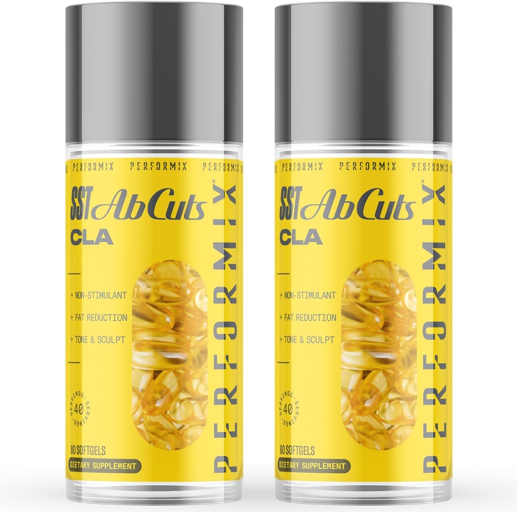 PERFORMIX - SST AbCuts - CLA 1000 mg - Stim Free - Thermogen - Fitness Goals - Metabolisme Booster - Sundhed & Wellness - Saflor Oil, Omega 3, Hør Seed & Vitamin E - Pre Workout - 160 Softgels