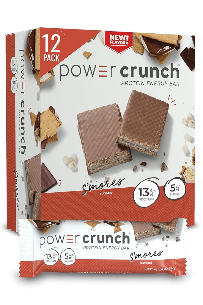 Power Crunch Protein Wafer Bars, High Protein Snacks med lækker smag, S 'Mores, 1.4 Ounce (12 Greve)