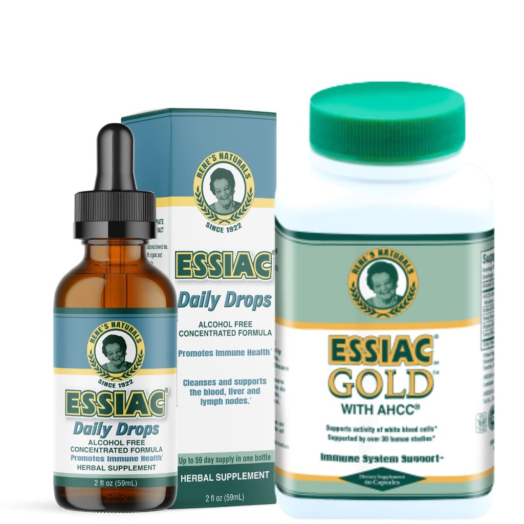 Essiac Power Bundle Tea Daily Drops Gold w / AHCC champignon ekstrakt!