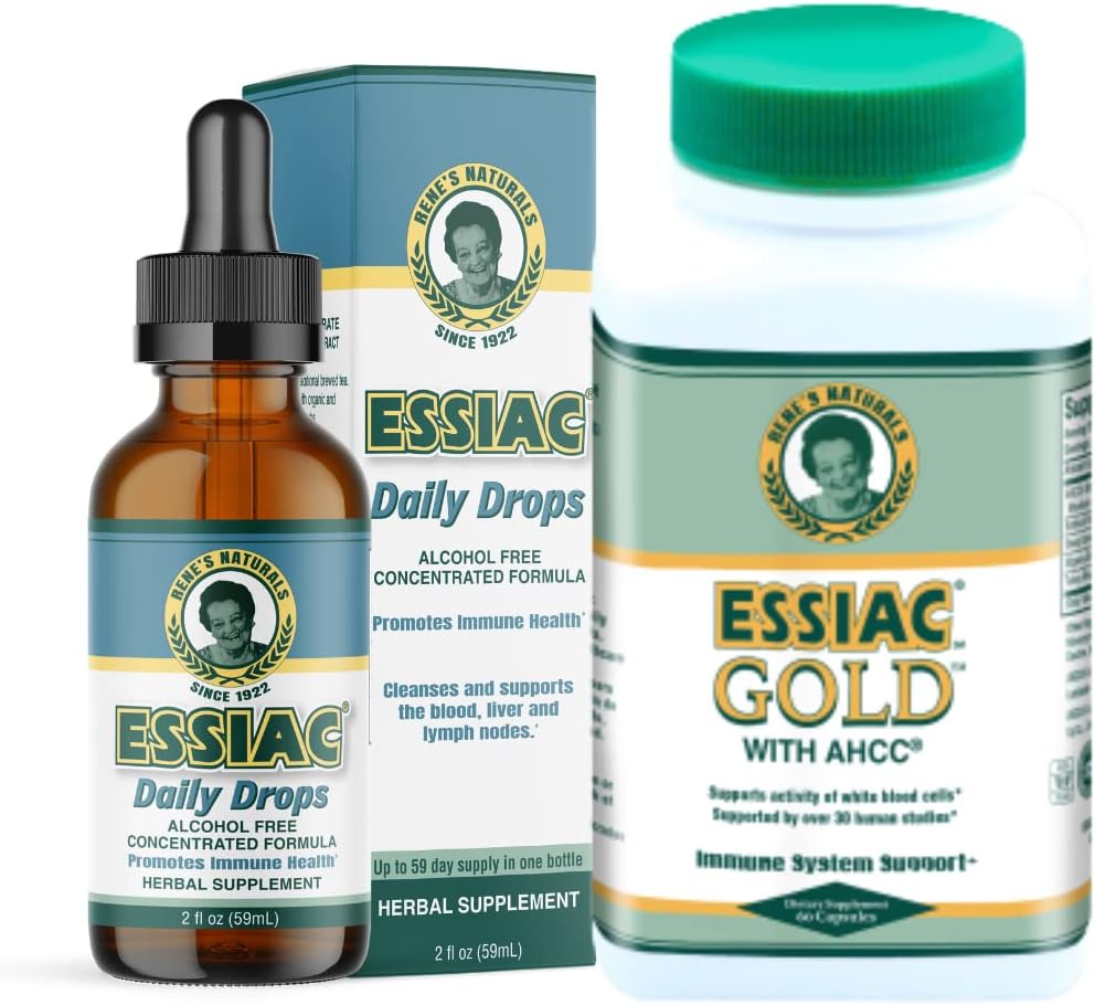 Essiac Power Bundle Tea Daily Drops Gold w / AHCC champignon ekstrakt!