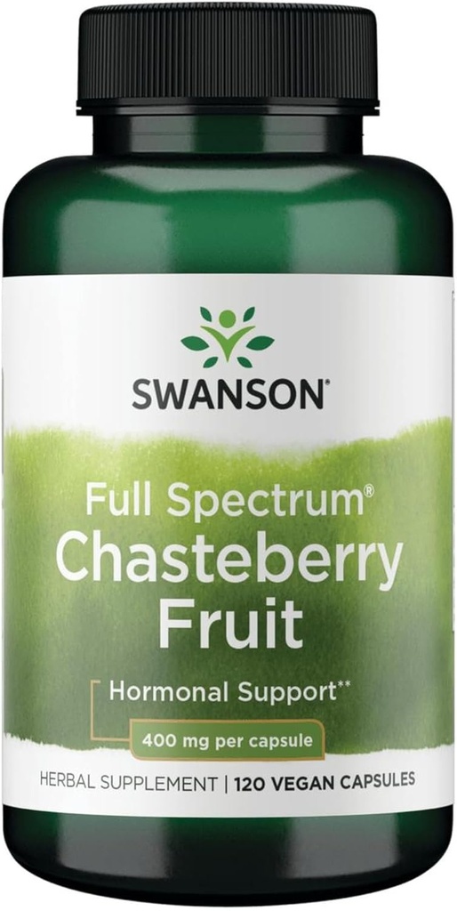 Swanson Chasteberry Fruit - Herbal supplement fremme kvinders sundhed & menopausale & menstruation support - Kan støtte balance & hudsundhed - (120 kapsler, 400mg hver)