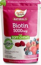 Sunde Delights Naturals, Biotin Soft Chews, Understøtter Lustrøse hår, glødende hud & stærke negle, lækker Wild Berry Flavor, 30 Greve