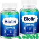 Hår Hud og negle Gummies, 2 Pack høj potens Hår Vitamin til kvinder, mænd & børn, D-vitamin & E, B16, B12, Biotin Gummies til hårvækst, hud, og stærkere negle