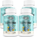 Liposomal Lactoferrin 1000 mg Diet - Maksimeret Lactoferrin - En komponent i colostrum - til jernabsorption og immunfunktion Lactoferrin Kosttilskud til voksne, 60 Softgel (4 Flaske)