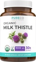 USDA Organic Milk Thistle Capsules - 80% Silymarin Supplement for Lever Support - Super koncentreret 300mg af 30: 1 Milk Thistle Extract Tilsvarende 9.000mg - Milk Thistle Lever Detox 60 Day Supply