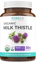 USDA Organic Milk Thistle Capsules - 80% Silymarin Supplement for Lever Support - Super koncentreret 300mg af 30: 1 Milk Thistle Extract Tilsvarende 9.000mg - Milk Thistle Lever Detox 60 Day Supply