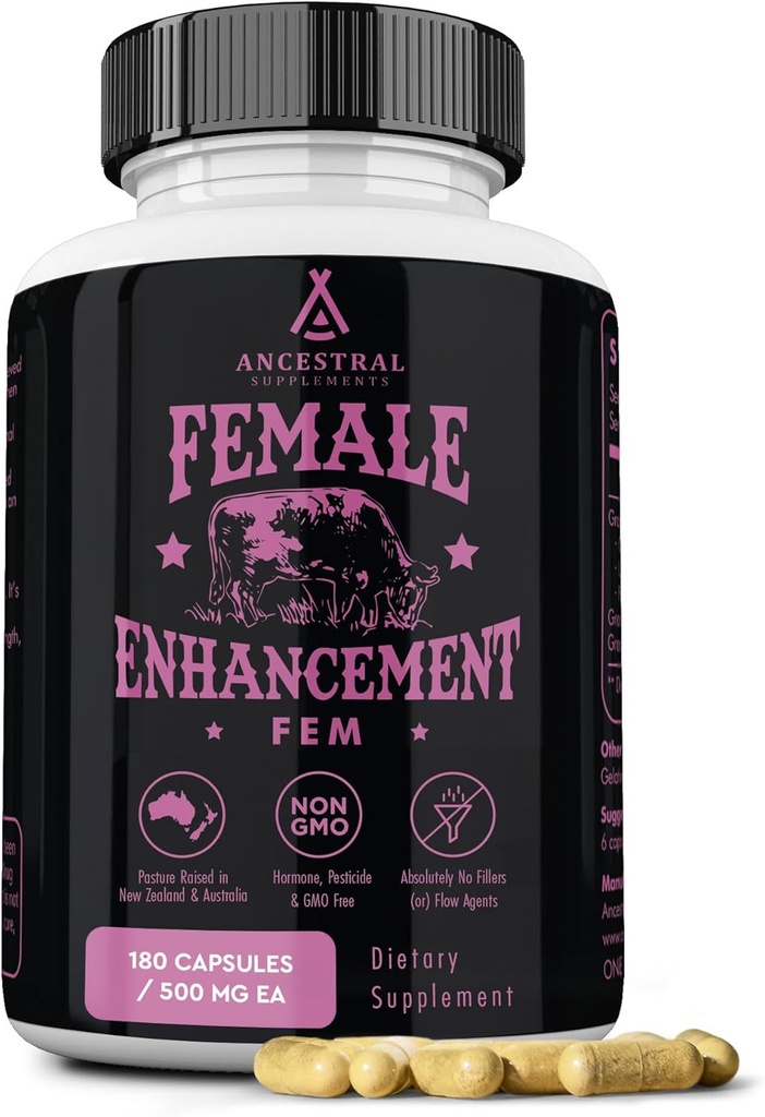 Oksekød orgel supplement til kvinder - understøtter Hormonbalance, Energi & Wellness - Græs Fed, Pasture Raised Superfood - Lever, hjerte, Nyre, Ben Marrow - Collagen, CoQ10, B12 - Kvindelig Support Blend