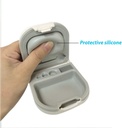 Høreapparat sag med batteri Opbevaring Slot Hard Small 0,59 "* 2,44" * 1,57 ", Silicone Cushion, for ITE, BTE hørelse hjælpemidler (hvid)