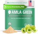 Amla Powder & Green Tea Superfood Supplement, 20x Ultra Koncentreret Amla, Antioxidant Support, Lavet med Oolong Tea og indiske Gooseberries, Økologisk, Vegan, Classic Flavor, 90 Servering