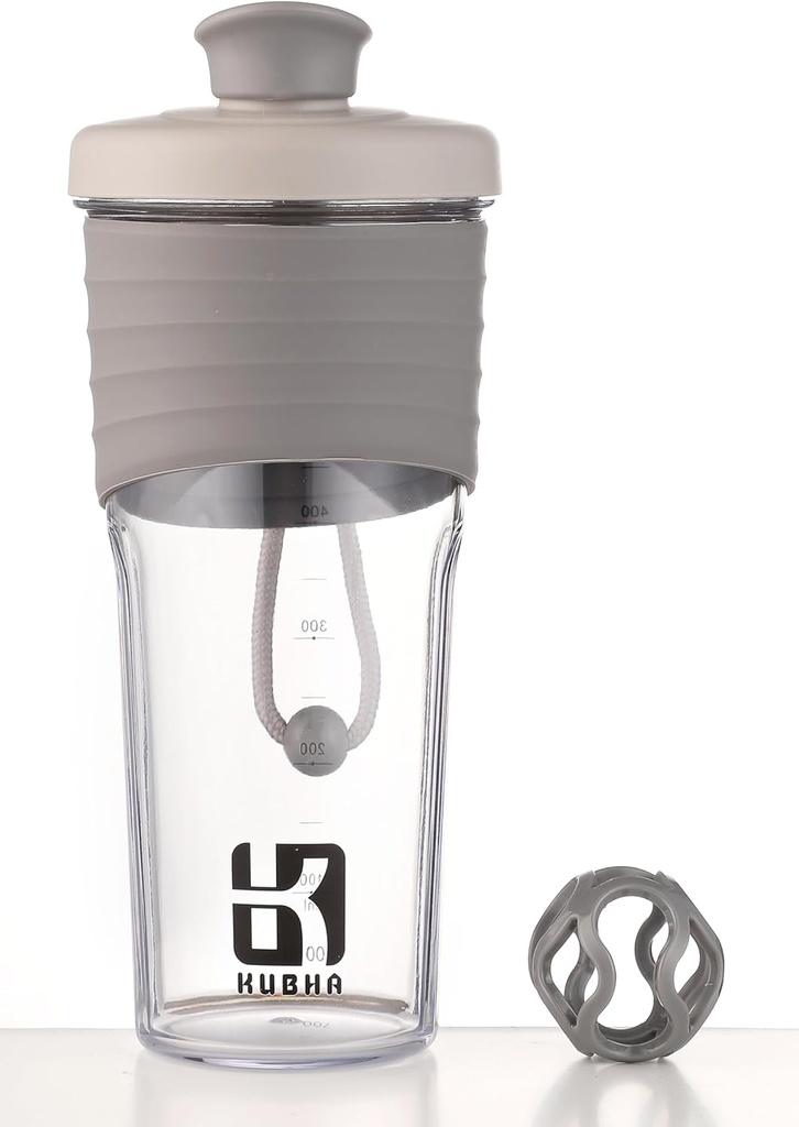 2nd Generation Shaker Flaske til protein med mixing Ball - Perfekt til træning og udendørs brug, 24-ounces Whey Protein Shaker med klar måling (Gray)