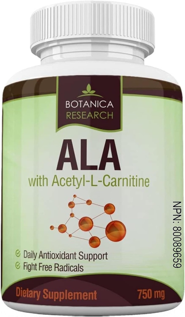 Alpha Lipoic Acid med Acetyl L Carnitin - ALA ALC Anti Aging Health & Wellness Formel til at understøtte nerve sundhed, tingling feet, hænder, Limbs 60 Vitamin Complex kapsler