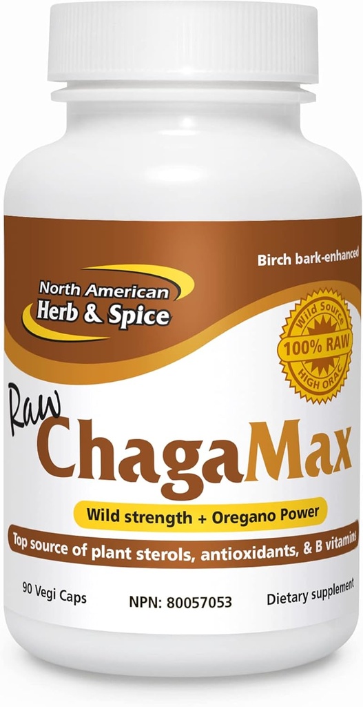 North American Herb & Spice ChagaMax - 90 kapsler - Adaptogen, binyrebarkstøtte, Endurance & Stamina - Chaga Wild Mushroom Supplement, Hel Food Herbs - Non- GMO - 90 total service