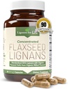 Lignans for Life Flaxseed Lignans for Dogs & People + SDG - Omega 3 Fedtsyrer, High Fiber Antioxidanter - Forbedre skinnende Coat, fordøjelse og hjerte sundhed for hunde, 35mg, 90 Flaxseed Capsules, 1 pakke