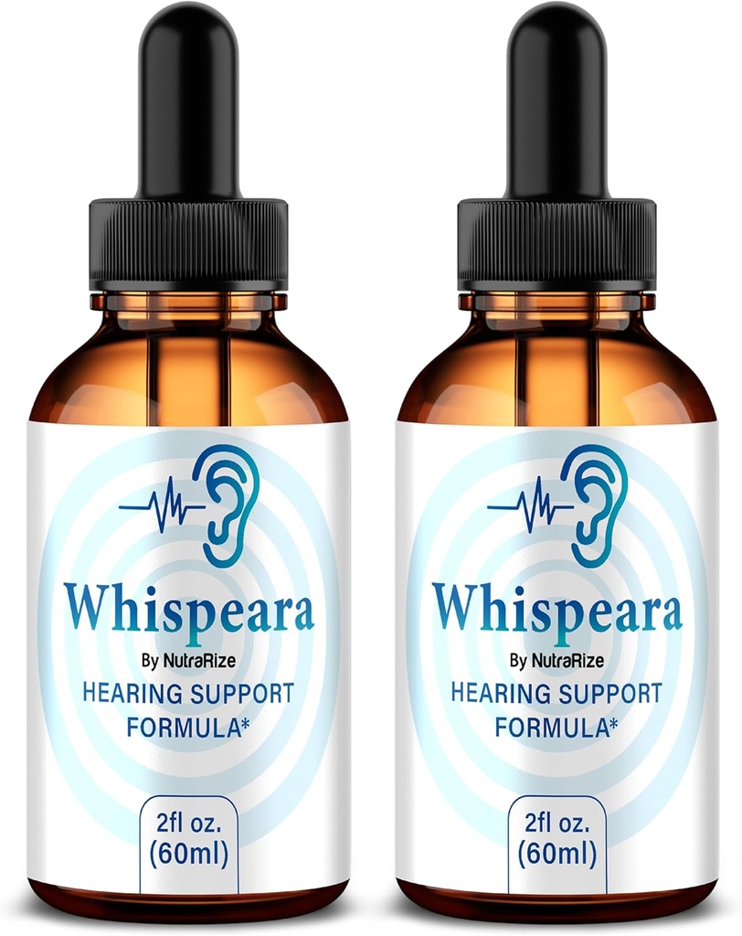 (2 Pack) Whispeara Drops - Officiel Whispeara til støtte sund hørelse, fokus og ydeevne, Alle naturlige Whispeara hørelse støtte Formel, Premium Whispeara Gotas anmeldelse (60 Servere)