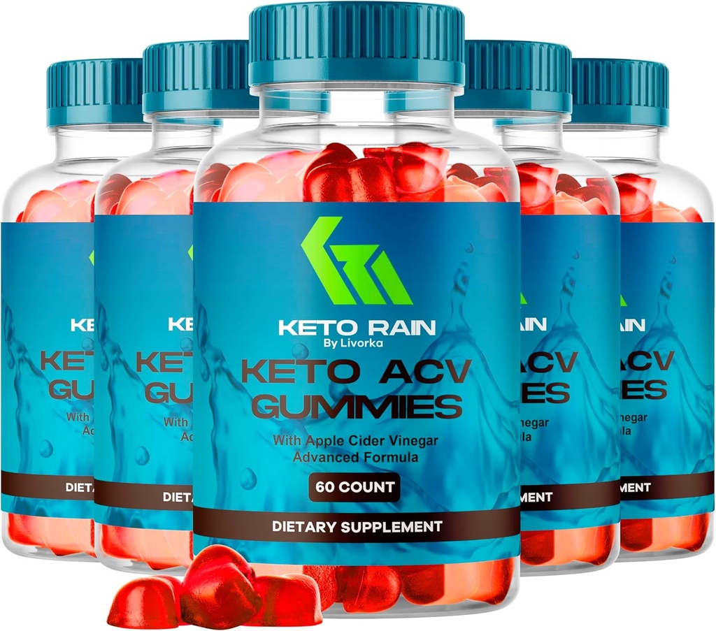 (5 Pack) Keto Rain Gummies - Keto Rain Advanced ACV Gummys, Keto Rain ACV Gummy 1050MG - All Natural Keto Rain Apple Cider Vincils, KetoRain ACV Gummys, 300 Gummies for 5 Måneder