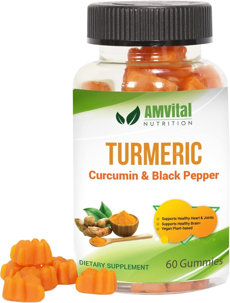 AMVital gurkemeje Gummier Curcumin med sort peber - Fælles støtte Gummier for voksne - 60 Greve
