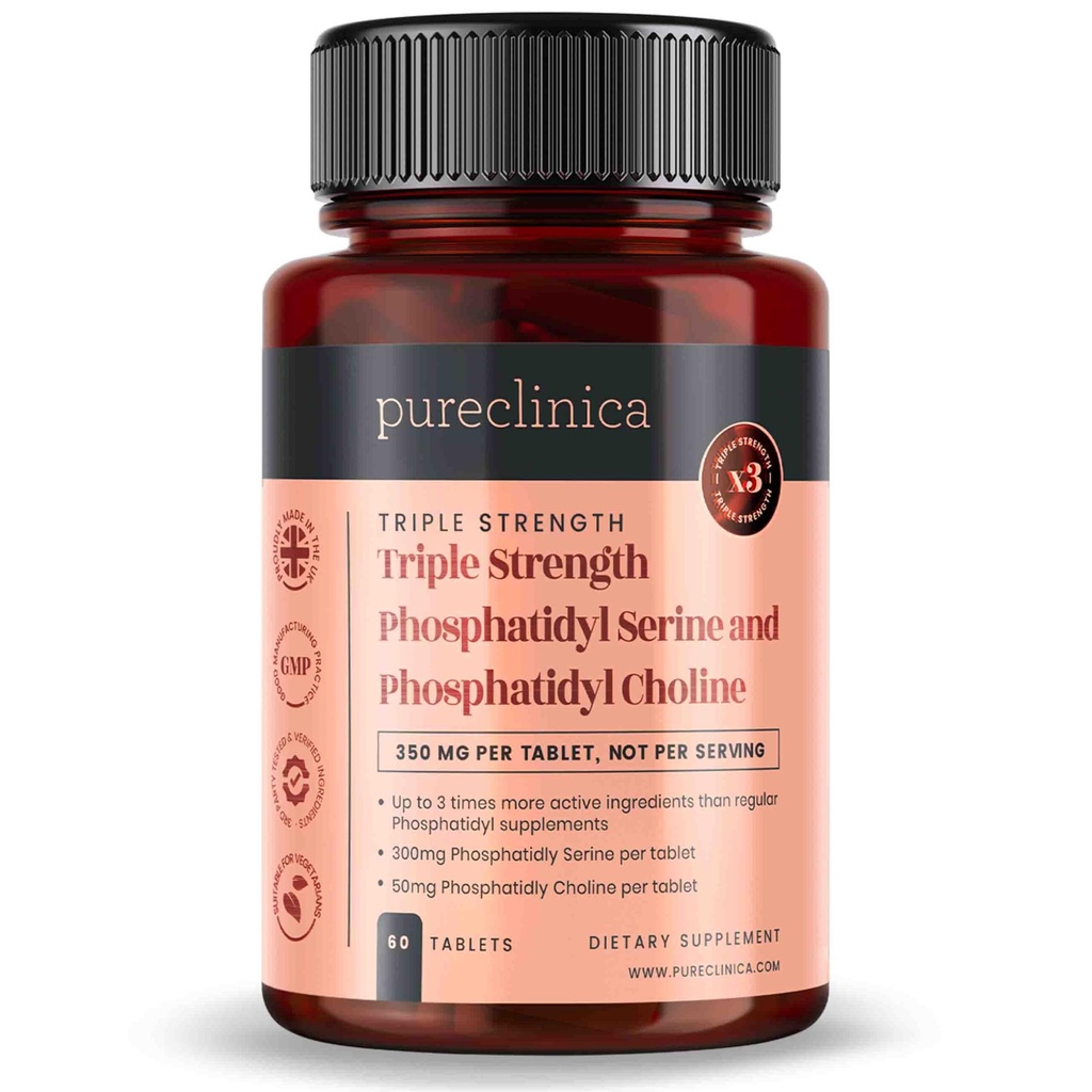 pureclinica Triple Strength Phosphatydyl Serine og Phosphatidyl Cholin x 60 tabletter