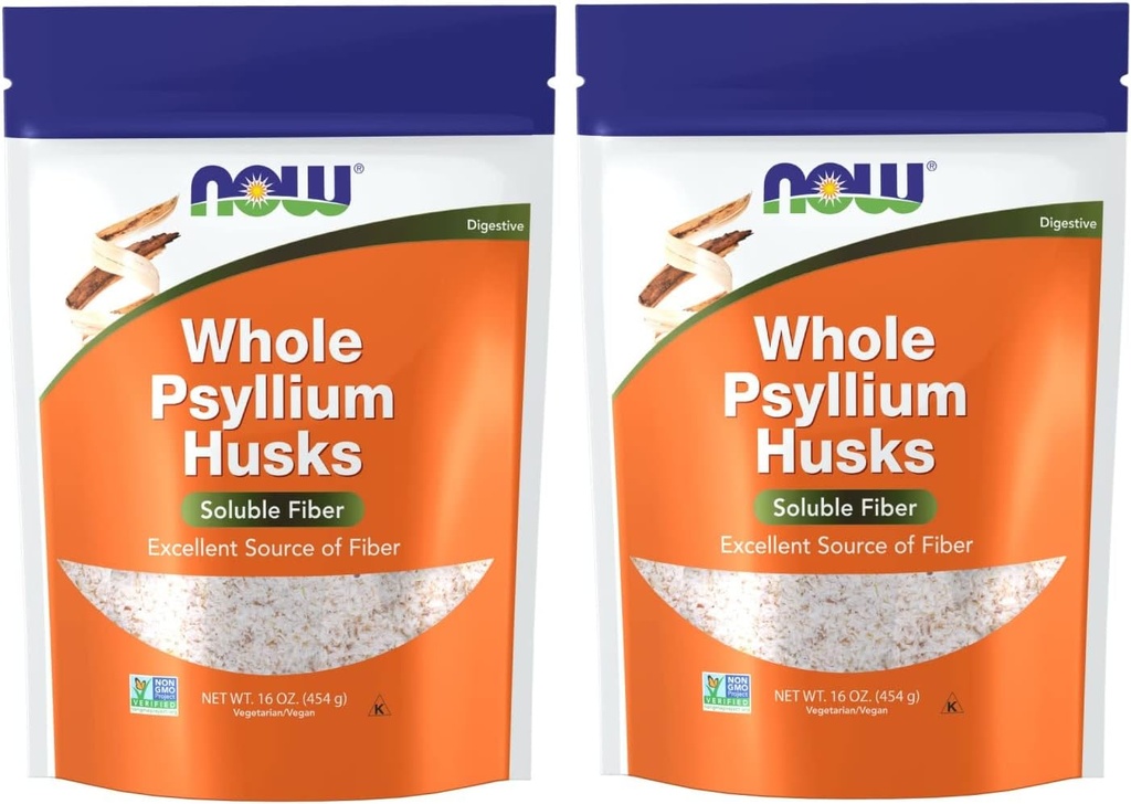 NOW Foods Psyllium Husks Whole, 16 Oz (Pack of 2)