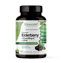 EMERALID LABS Elderberry Plus - Fordøjelsestilskud og immunforsvar med European Elderberry Extract, C-vitamin som PureWay@-@ C & Albion Chelated Zink - Vegan & Gluten- Free - 60 grøntsagskapsler (30- dages forsyning)