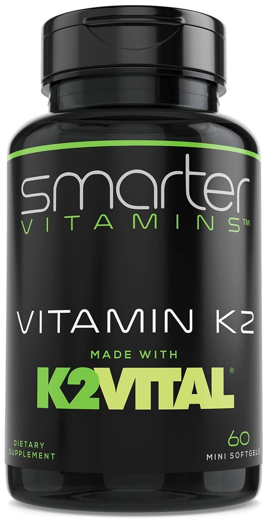 Smarter Vitamin K2 MK7 100mcg, Lavet med K2Vatar og Kale, 60 flydende bløddele