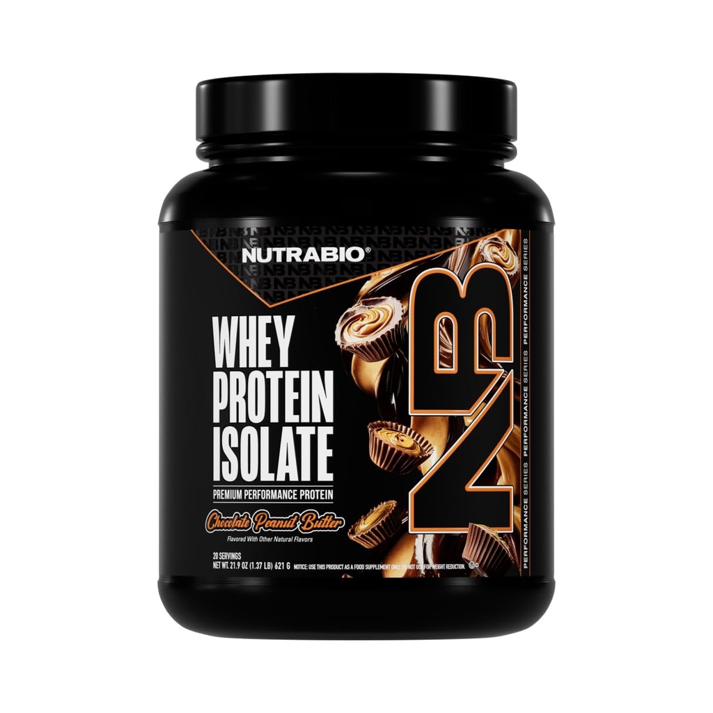 NutraBio 100% Whey Protein Isolate Protein Powder, 25g Protein med komplet Aminosyreprofil, Non- GMO, Soy & Gluten Free, Low Carb, Low Calorie Whey Protein Powder, Chocolate Peanut Butter, 2 Lbs