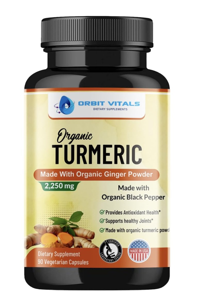 Gurkemeje med sort peber & Ginger 2250mg - Ultra Potent Gurkemeje Supplement med 95% Curcuminoider & BioPerine til fælles støtte, forbedret biotilgængelighed, immunforsvar - 90 Veganske kapsler