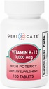 GeriCare Vitamin B-12 1000mcg High Potency Tablets, Premium Dietary Supplement for Boosting Energy, Supporting Brain Health, and Maintaining a Healthy Nervous System 100 Count (Pack of 1)