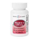 GeriCare vitamin B-12 1000mcg høj potens tabletter, Premium Kosttilskud til at øge energi, støtte hjerne sundhed, og opretholdelse af en sund nervesystem 100 greve (pakke med 1)