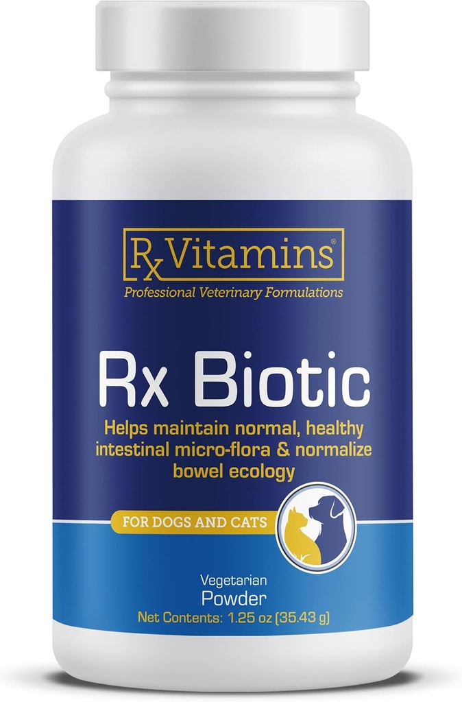 Rx Vitaminer Rx Biotic - Probiotisk pulver til hunde og katte - Kat fordøjelsesstøtte & Probiotika til hunde Gut Health - Hundeprobiotika til fordøjelsessygdomme - 1.25oz
