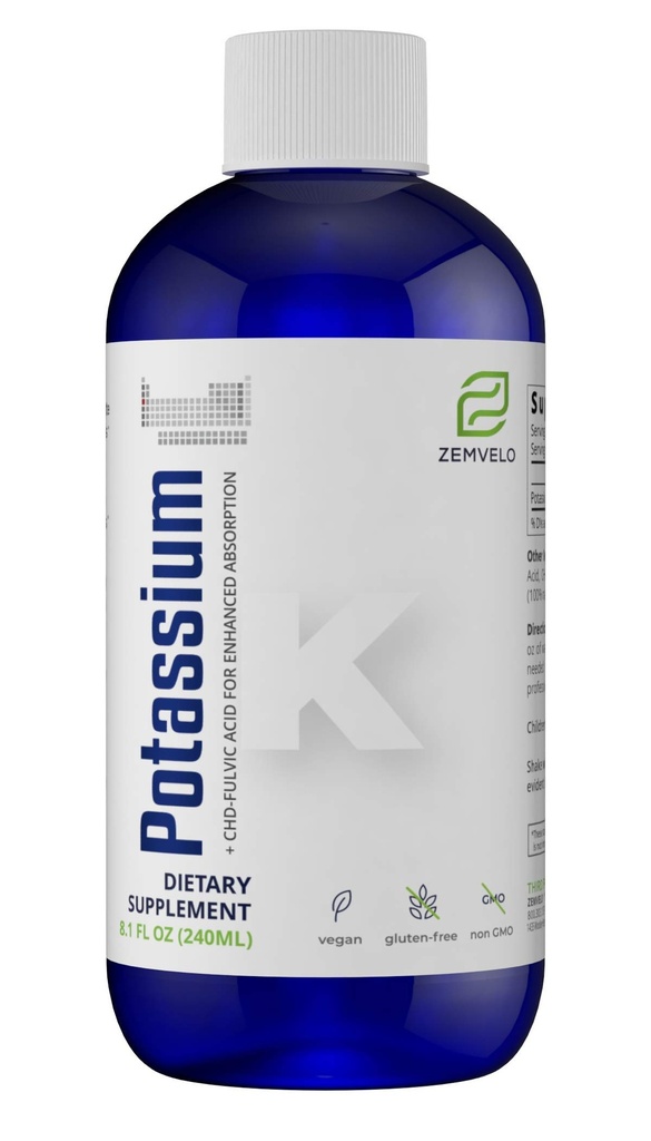 Flydende Ionic Kalium Citrate Supplement: 124; Kalium elektrolyte: 124; Support Sund Hjerte: 124; Sund Gut pH Balance: 124; Support Muskel Sundhed: 124; 8oz, 48 Day Supply