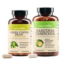 NatureWise Green Coffee Bean 800mg og Garcinia Cambogia 180 Kapsler Vægt Mål Støtte