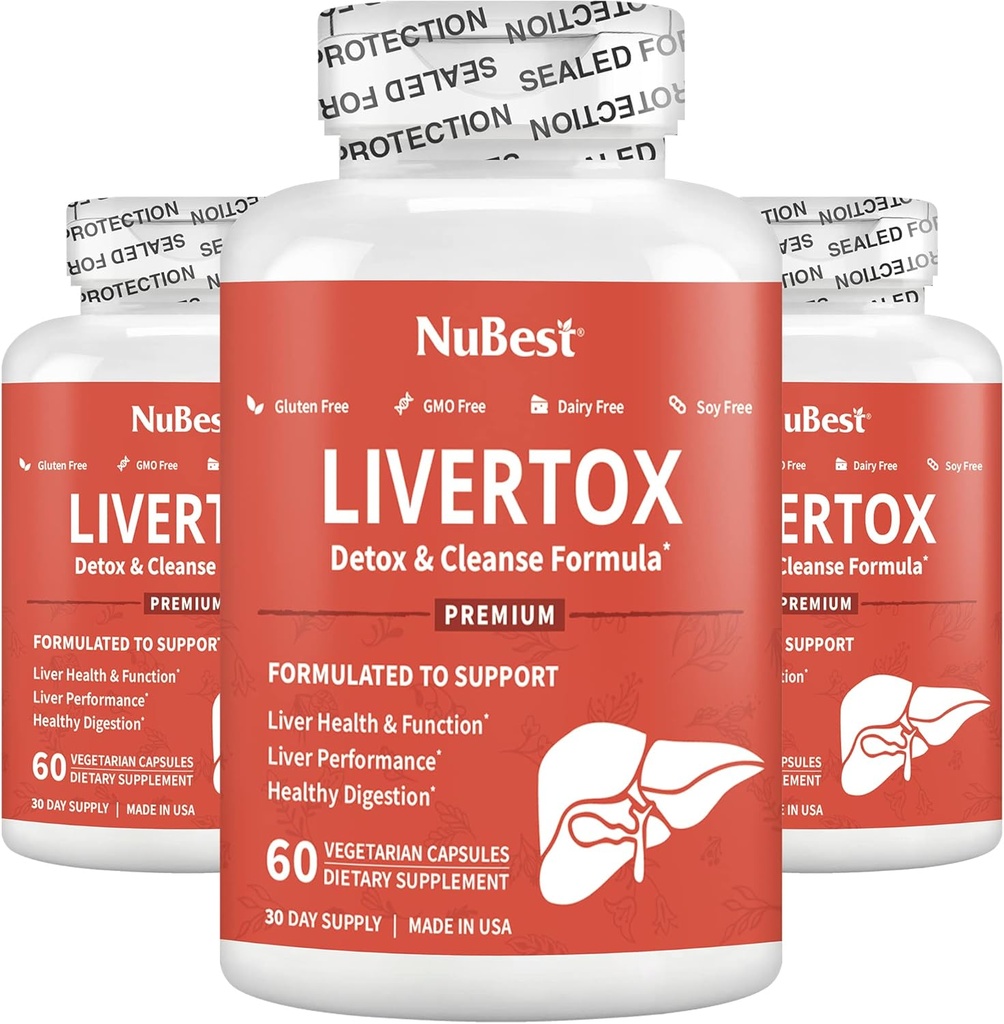 NuBest LiverTox - Premium Lever Health Formel - Lever Cleanse, Detox & Repair - med Milk Thistle, Cholin, Beet, Gurkemeje, Artiskoke & Mælkebøtte - 3 Pack Medical 124; 3 Months Supply