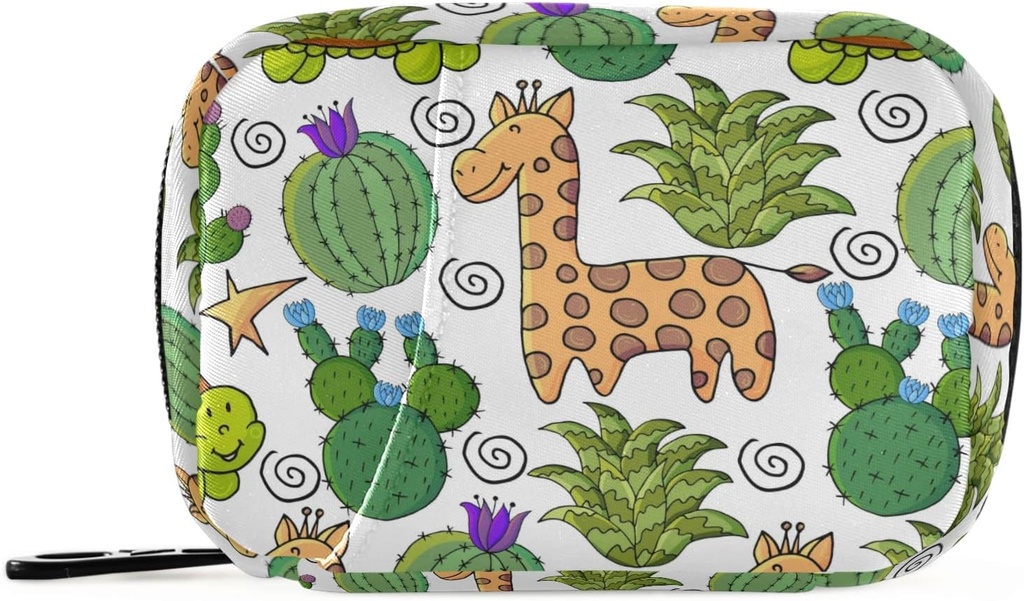 Cactus Giraf Turtle Pill Box 7 Day Pill Case Rejser Pill Organizer Bag med lynlås Portable ugentlige sag Kompakt størrelse for Vitamin Supplement Holder