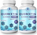 (2 Pack) Quercetin Gummies - Quercetin med bromelain Vitamin C + Zink Vitamin D3 - Chewable Quercetin 900mg Kosttilskud - Quercetin til børn og voksne (2)