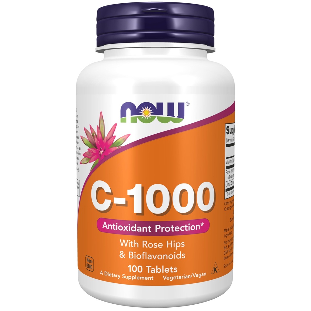 Now Foods Supplements, Vitamin C-1000 med Rose Hips & Bioflavonoider, Antioxidant Protection *, 100 tabletter