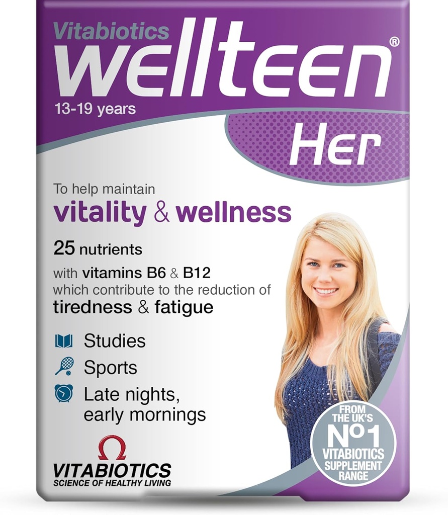 Vitabiotika Wellteen Her - Ernæringsstøtte til teenagere og unge kvinder i alderen 13 - 19 - 30 tabletter