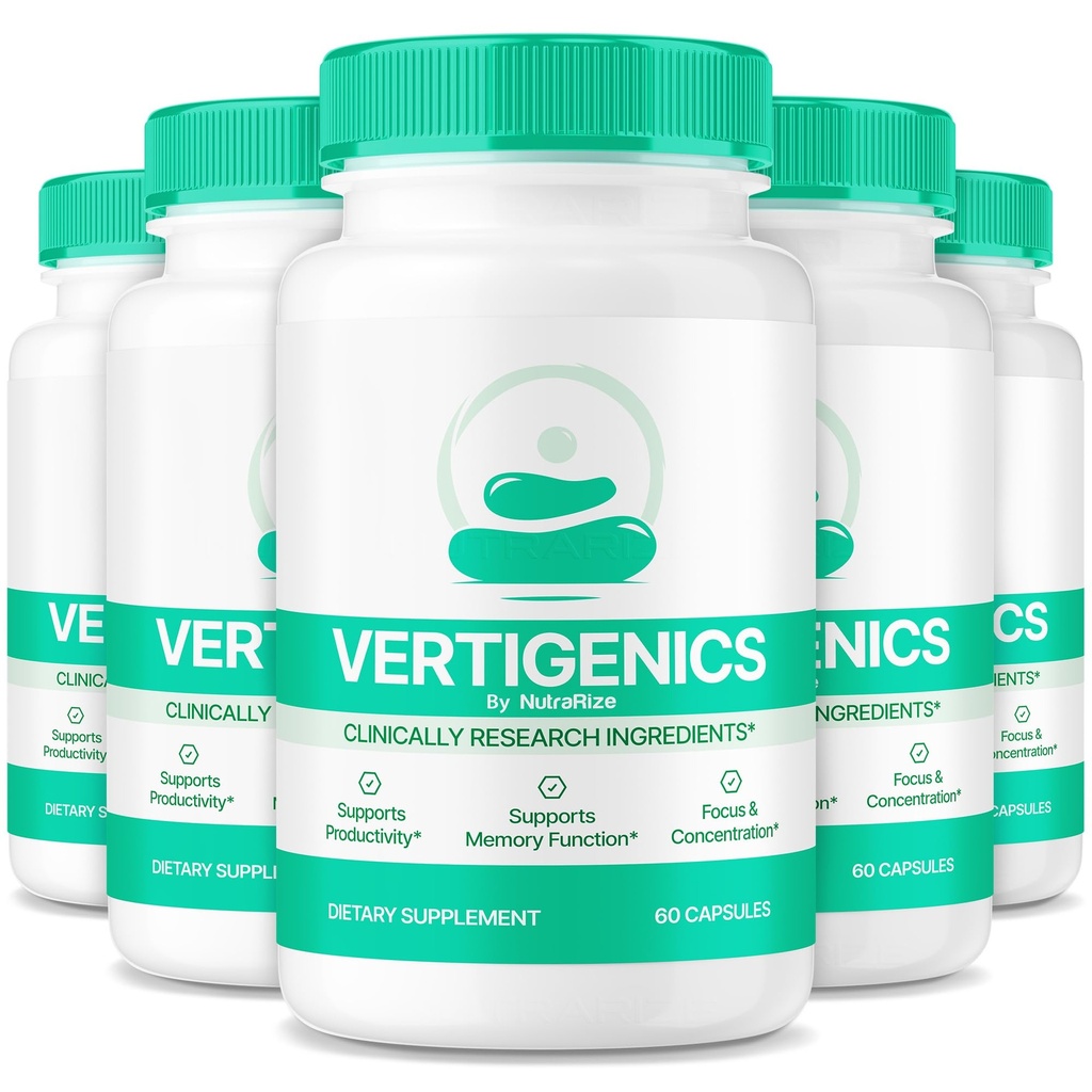 (5 Pack) Vertigenics - Natural Formel for Balanced Nutrition, Clean and Premium Blend for Memory and Focus, Premium Support Capsules, Vertigenics Anmeldelser (300 Kapsler)
