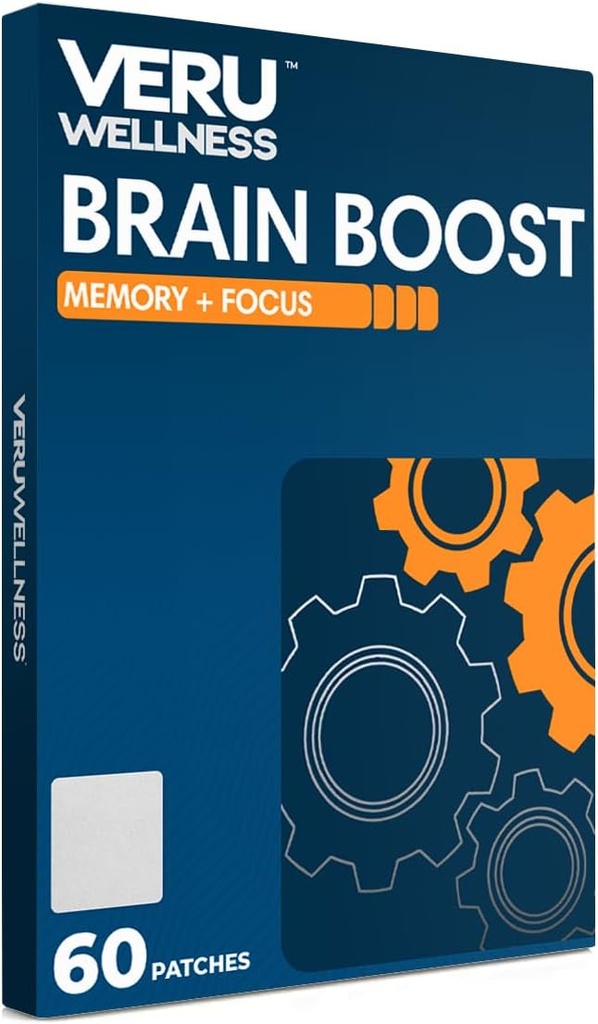 Veru Wellness Brain Boost Kognitiv Patch - Daglig hukommelse, vekselhed og Focus Brain Support - Ginko Bilboa, Rhodiola Rosea, MCT (60 Dag)