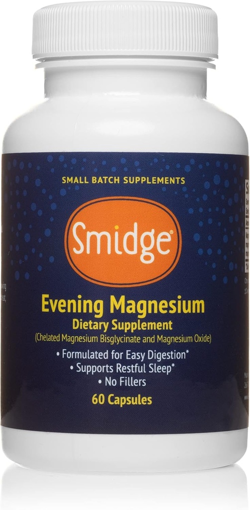 Smidge ® Evening Magnesium Kapsler, 60 ct. Pure, Non- GMO Magnesium supplement til støtte hvile & afslapning.