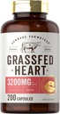 Carlyle Grass Fed Beef Heart Supplement: 124; 3200mg; 124; 200 Greve; 124; Decicached Pasture Raised Bovin Capsules; 124; Non- GMO, Gluten Free