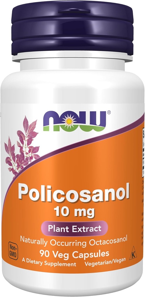 Now Foods Supplements, Policosanol 10 mg, Blend of Long- Chain Fat alkohols (LCFA 'er) Afledt fra Sugar Cane, 90 Veg Capsules