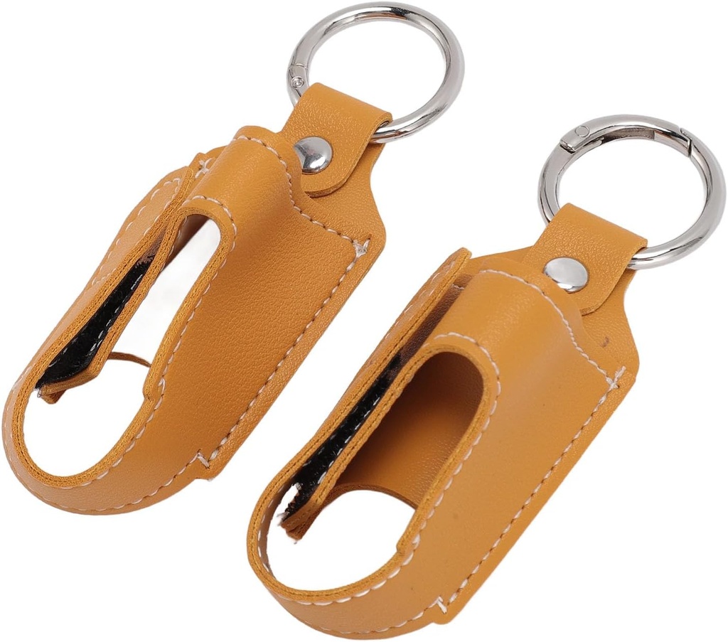 Generisk Astma Inhaler Holder, Inhaler sag Inhaler bæreholder Clasp Closure Safety Carabiner Clip 2pcs Portable PU Leather Inhaler Beskyttelsesholder (gurkemeje)