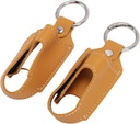 Generisk Astma Inhaler Holder, Inhaler sag Inhaler bæreholder Clasp Closure Safety Carabiner Clip 2pcs Portable PU Leather Inhaler Beskyttelsesholder (gurkemeje)