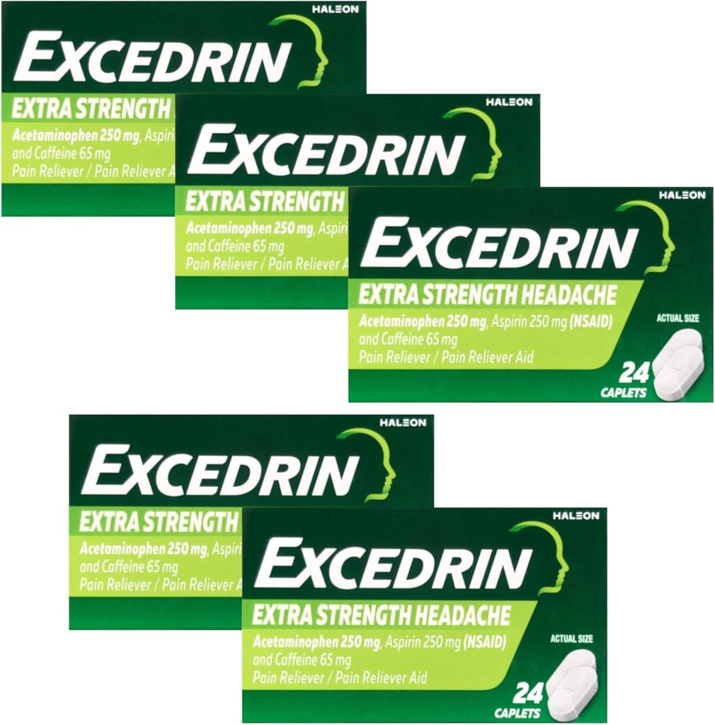 Extradrin Extra Strength - 24 kapsler, pakke med 5