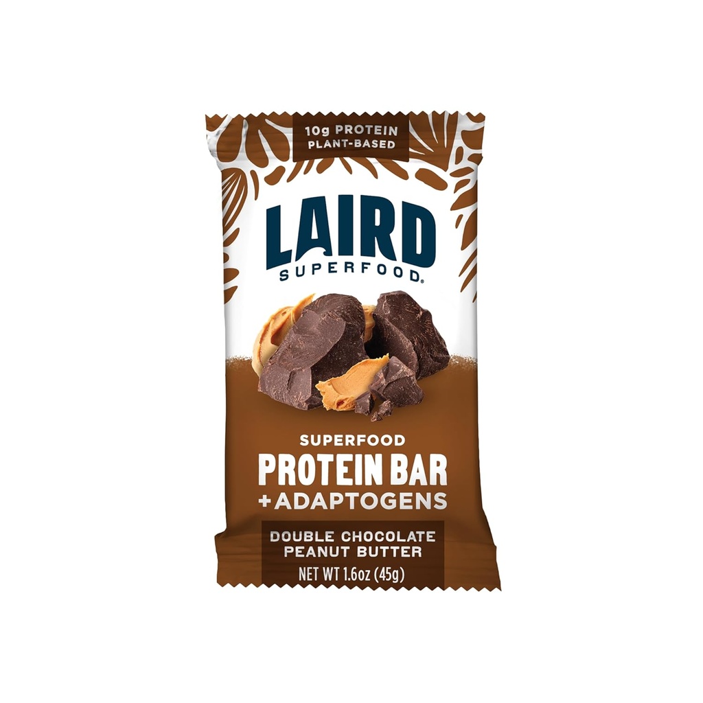 Laird Superfood Funktionel Protein Bars, Protein Bar, men bedre med rigtige ingredienser, Funktionelle svampe 10g Plantbaserede Protein, 6g Fiber, Dobbelt Chokolade Peanut Butter, 10 Greve (pakke med 1)