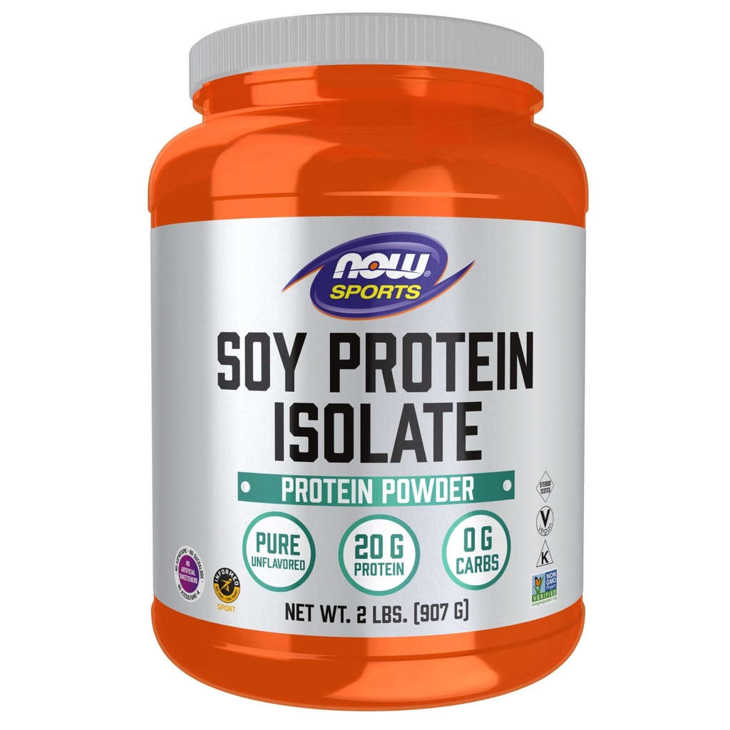 Now Foods Sports Nutrition, Soy Protein Isolere 20 g, 0 Carbs, Unflavored Powder, 2- Pound